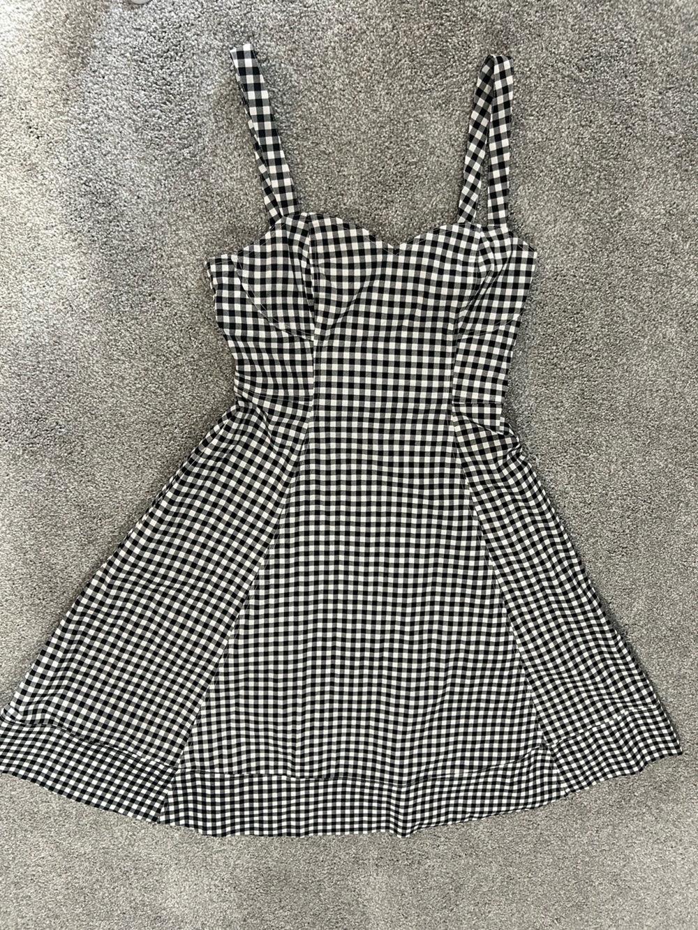 Avec Les Filles Black & White Gingham Sweetheart Lined Midi Zipper Dress Size 14 - Picture 4 of 16